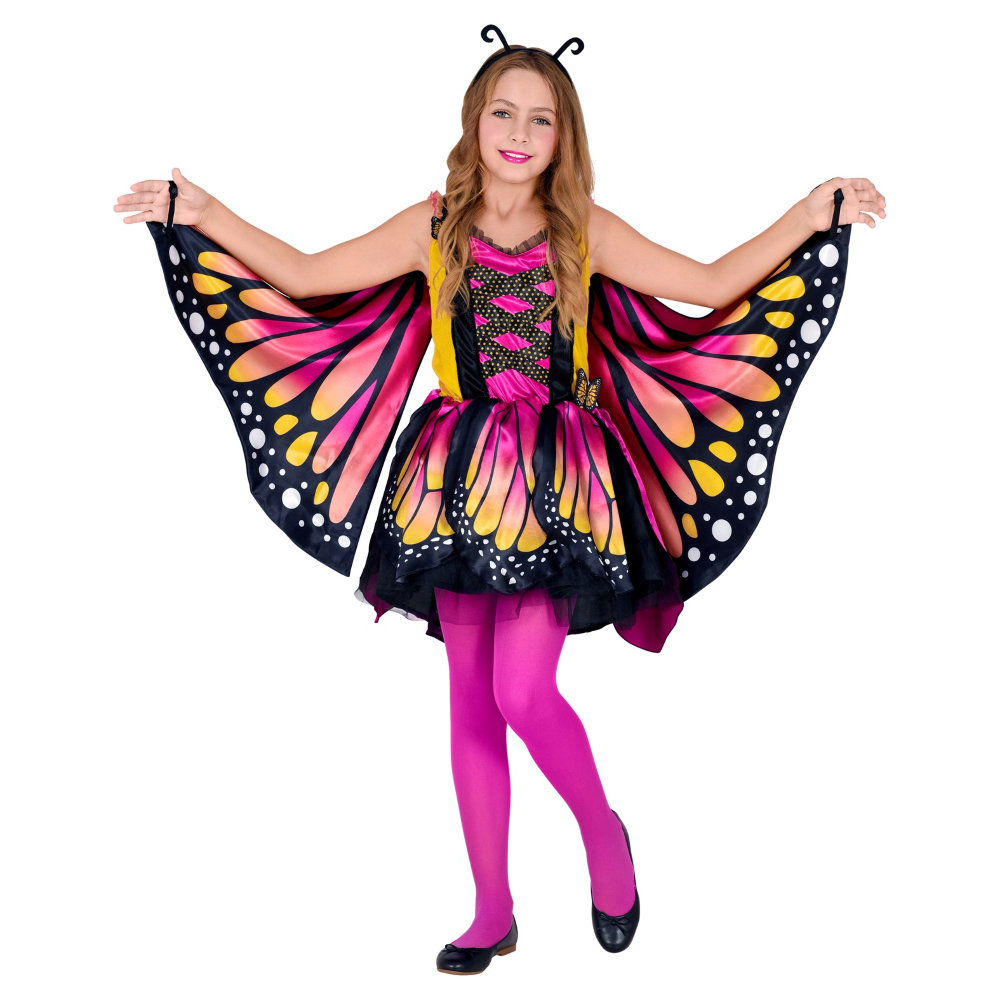 Costume Carnevale Farfalla Vestito Ali Antenne Bambina Abito Travestimento - 1086