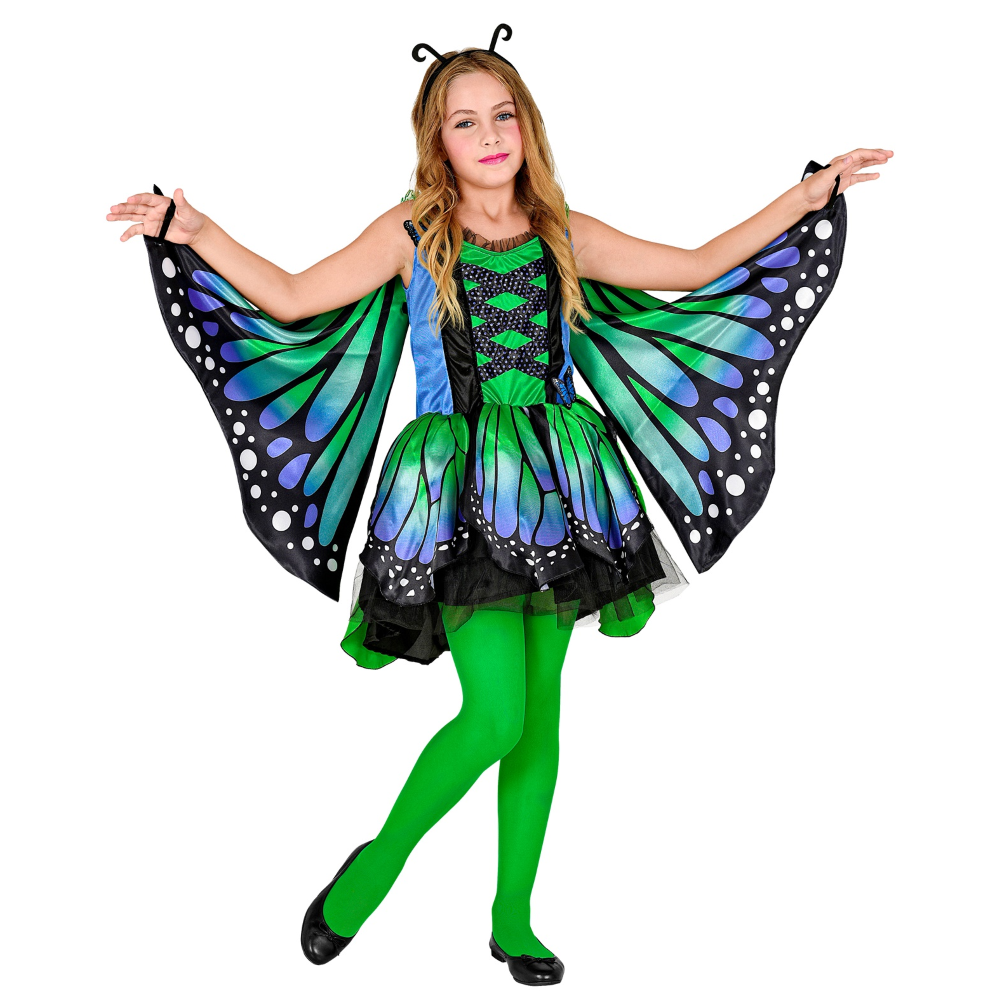 Costume Carnevale Farfalla Vestito Ali Antenne Bambina Abito Travestimento - 1097