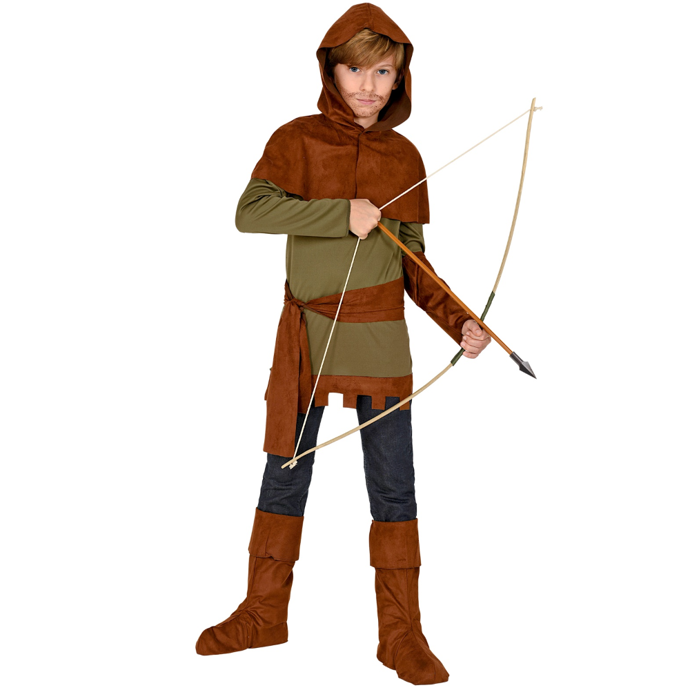 Vestito Carnevale + Accessori Robin Hood con Arco Travestimento (5/7 Anni)