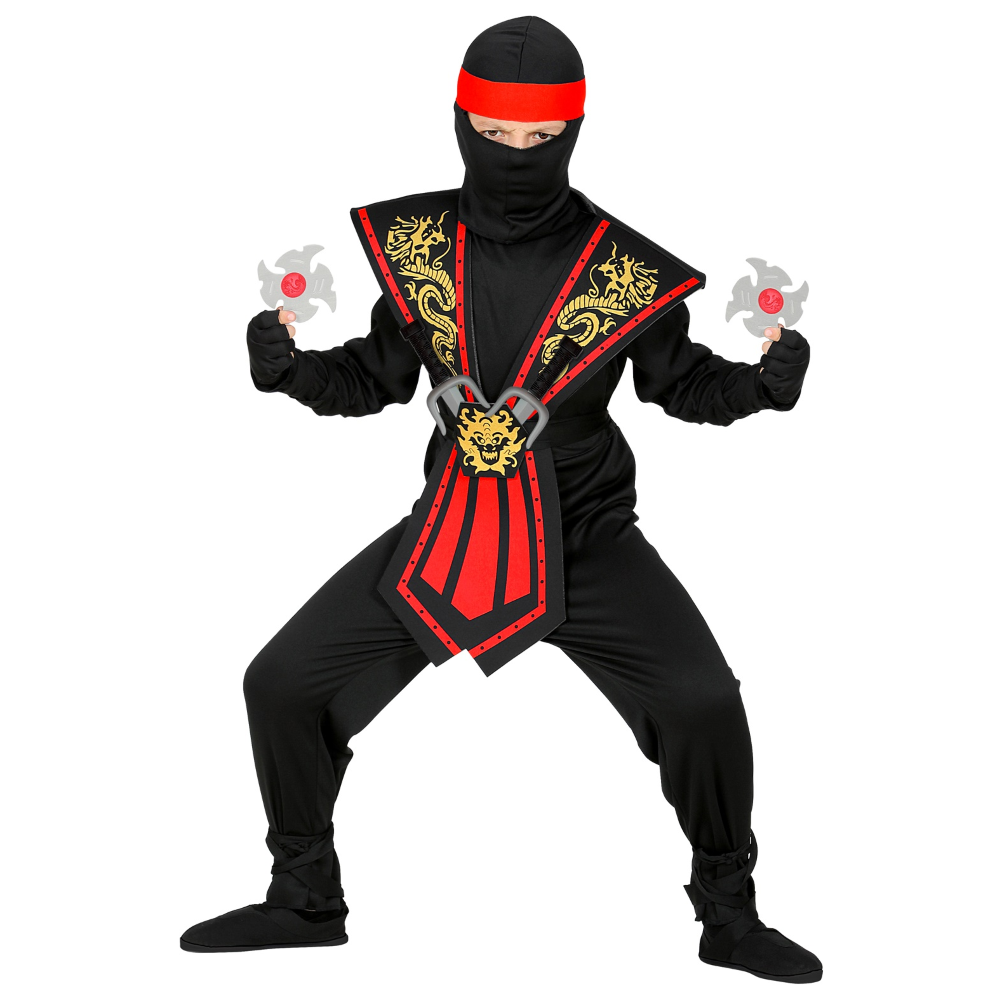 Costume Carnevale Red Kombat Ninja con Accessori Bambino Abito Travestimento - 3856