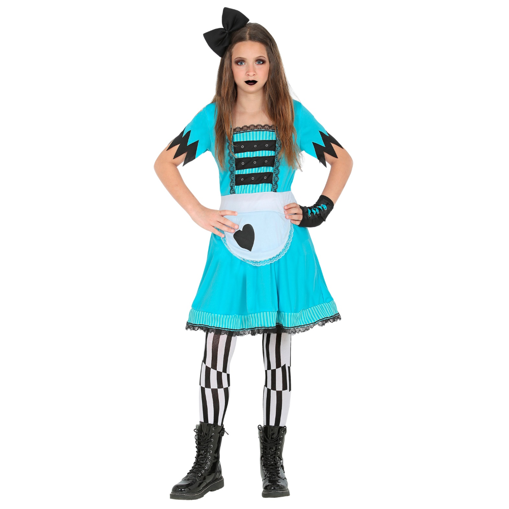 Costume Carnevale Ragazza Del Paese Delle Meraviglie Bambina Abito Travestimento - 6025