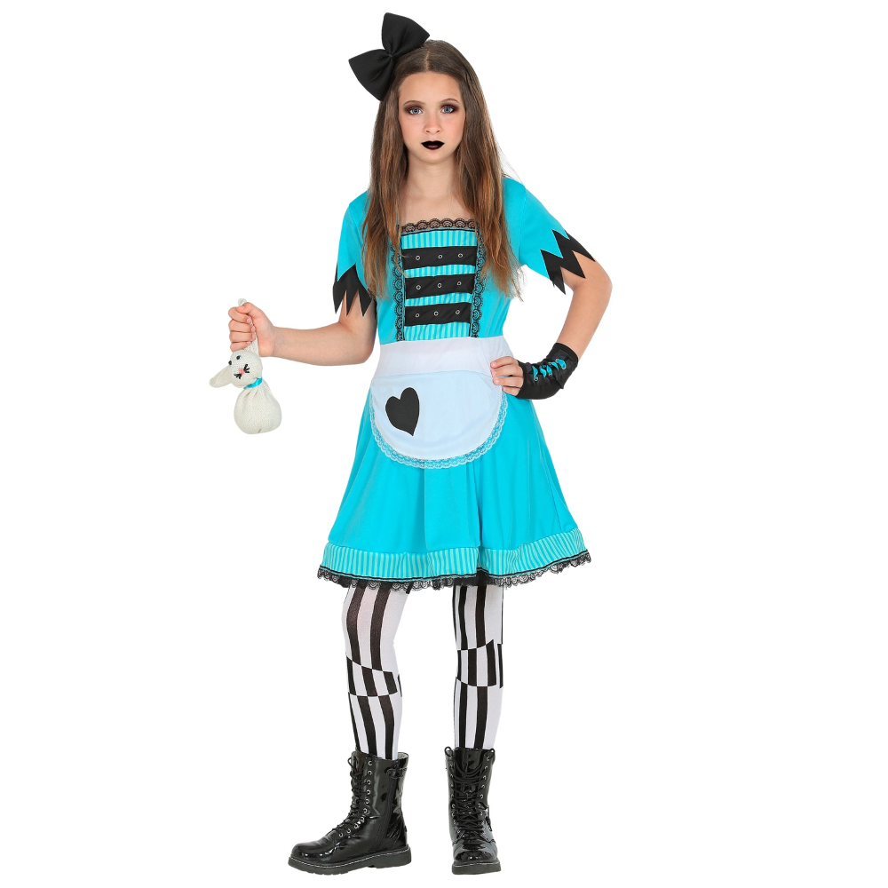 Costume Carnevale Ragazza Del Paese Delle Meraviglie Bambina Abito Travestimento - 6025