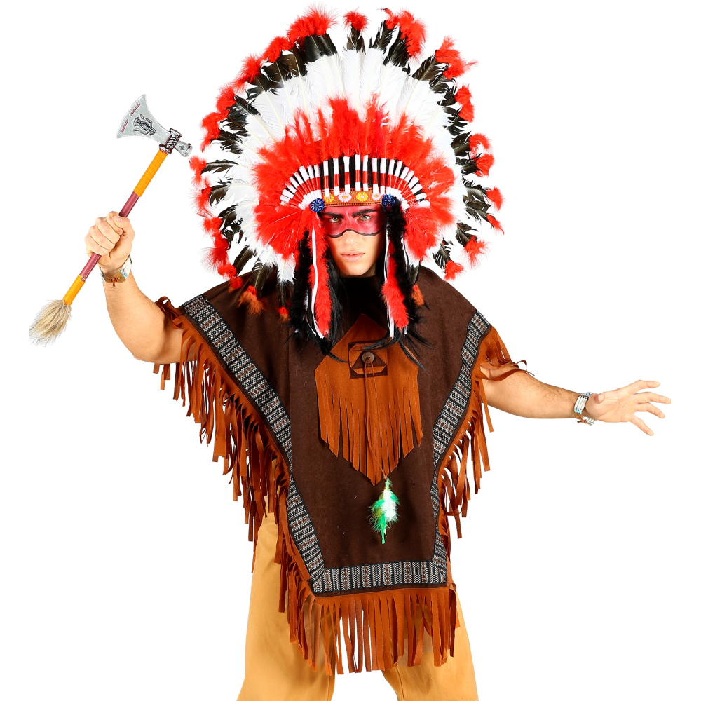 Costume Carnevale Indiano Poncho Abito Travestimento Adulto - 00075
