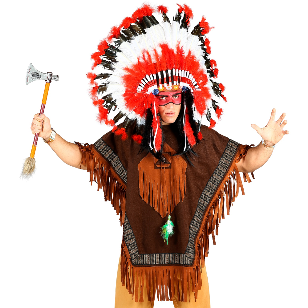 Costume Carnevale Indiano Poncho Abito Travestimento Adulto - 00075