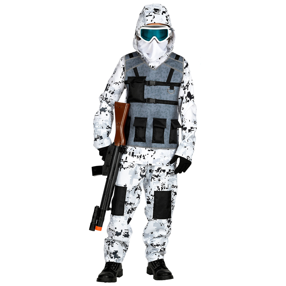 Vestito Carnevale + Accessori Artic Special Forces Fucile D'assalto Travestimento 14/16 Anni