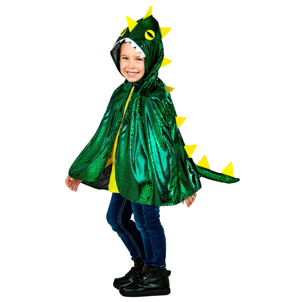 Costume Carnevale Drago Mantello con Cappuccio Bambino Abito Travestimento - 1027