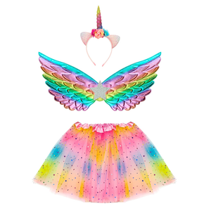 Set Travestimento Unicorno Tutu Ali Copricapo Accessori Carnevale - 10323
