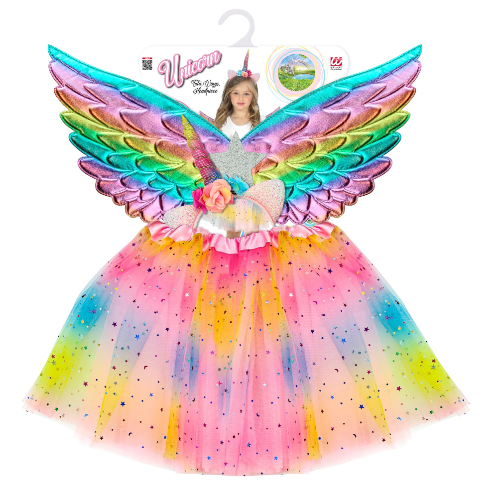 Set Travestimento Unicorno Tutu Ali Copricapo Accessori Carnevale - 10323