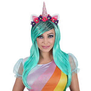 Vestito Carnevale + Accessori Unicorno Abito Copricapo Parrucca Travestimento (l)