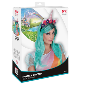 Parrucca e Cerchietto Unicorno Fantasy Accessori per Abito Vestito Travestimento Carnevale - 46942