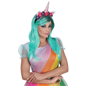 Parrucca e Cerchietto Unicorno Fantasy Accessori per Abito Vestito Travestimento Carnevale - 46942