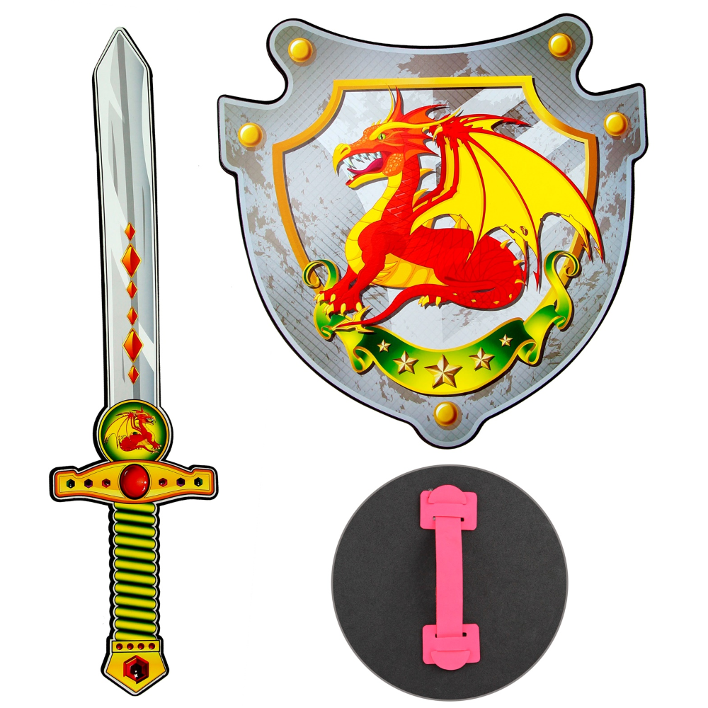 Set Spada e Scudo Cavaliere Del Drago in Spugna Accessori per Abito Vestito Carnevale Bambino - 97304