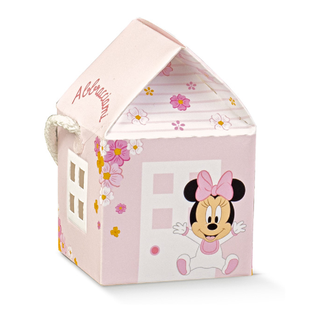 Bomboniera Astuccio Minnie Baby DISNEY Casetta con Cordino Portaconfetti Flowers - 68238