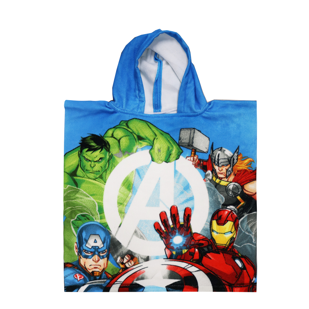 Poncho Mare Avengers MARVEL Supereroi Asciugamano Accappatoio Microcotone Cm100x50 100%pl