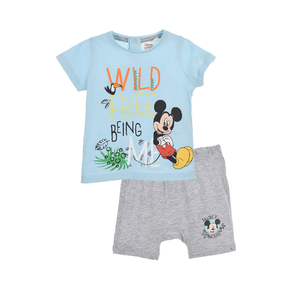 Completo Estivo Mickey Mouse DISNEY Topolino Short + T-Shirt Neonato Bambino Sun City 6/24 Mesi - Ev0026.bioceleste