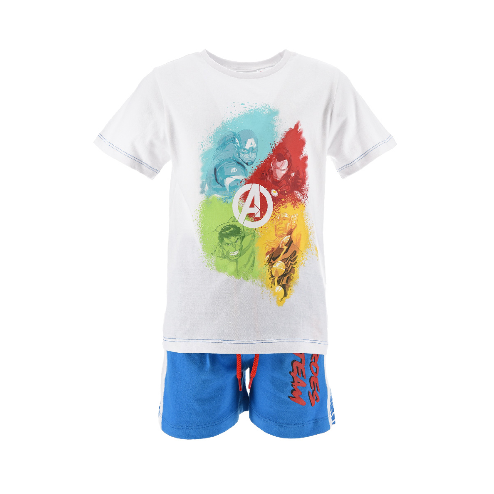 Completo Estivo Avengers MARVEL Short + T-Shirt Bambino Sun City 4/10 Anni - Ev1085bianco