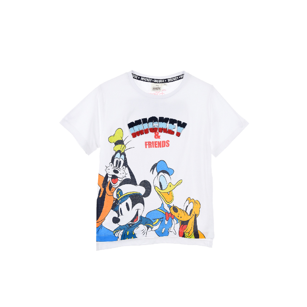 T-Shirt M.c. Mickey Mouse DISNEY Topolino Maglietta Bambino Sun City 3/8 Anni - Ev1071.biobianco