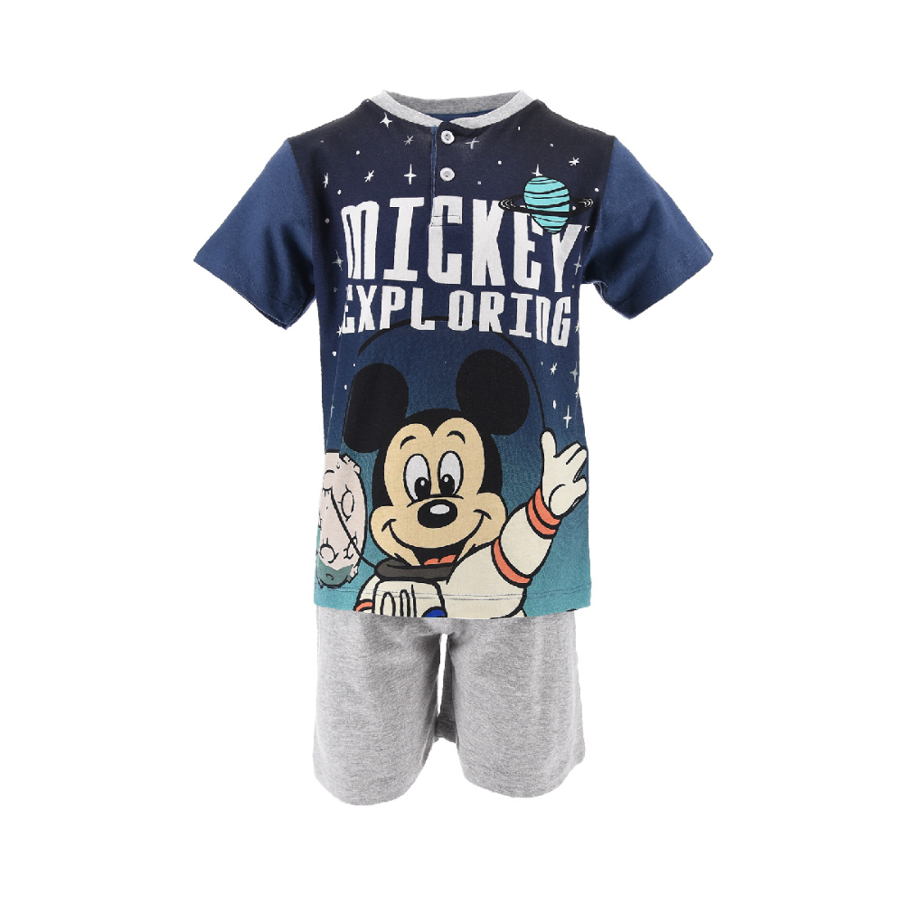 Pigiama Estivo DISNEY Topolino Mickey T-Shirt Maniche Corte Short 100% Cotone Bambino - Ev2096avio