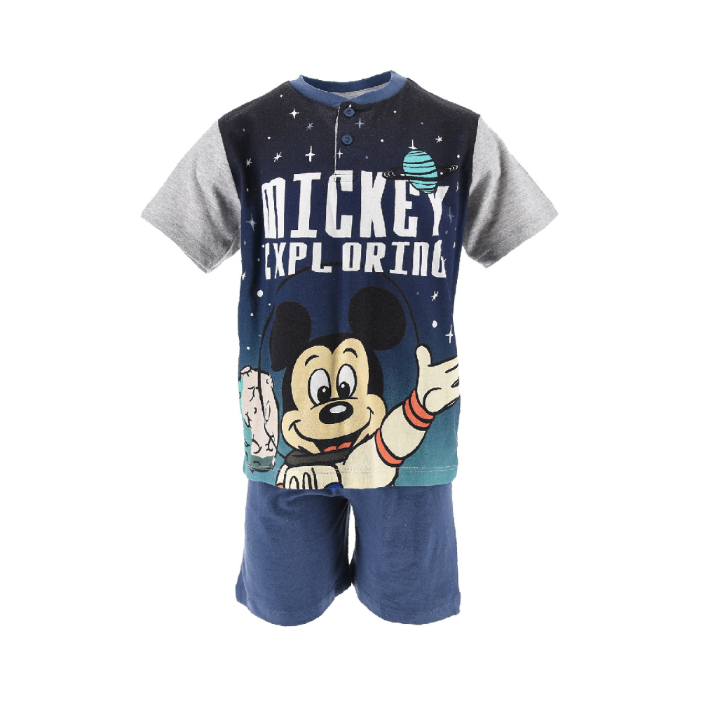 Pigiama Estivo DISNEY Topolino Mickey T-Shirt Maniche Corte Short 100% Cotone Bambino - Ev2096grigio