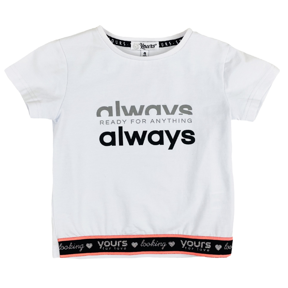 T-Shirt Yours Manica Corta Bambina 3/7 Anni - Ay2658