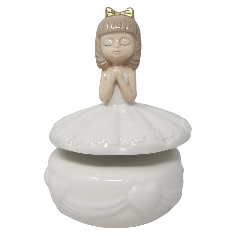 Bomboniera Carillon Statuina Damina Seduta in Porcellana Assortita in Due Colori Oggetti per Cerimonie Ilary Queen Personalizzanili - Iq3425/c