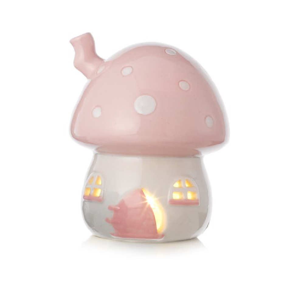 Bomboniera Statuina Casetta Fungo a LED in Porcellana Ilary Queen - Iq3214