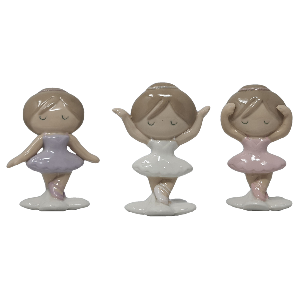 Bomboniera Statuina Ballerina in Porcellana Assortita in Tre Colori Oggetti per Cerimonie Ilary Queen Personalizzanili - Iq3099