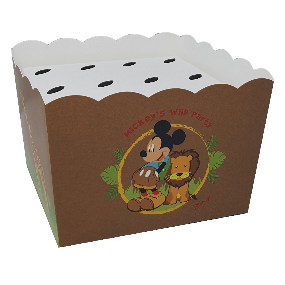 Contenitore Portaconi Topolino Savana DISNEY Vaso + Inserto per 12 Bomboniere Coni - 68219+16921