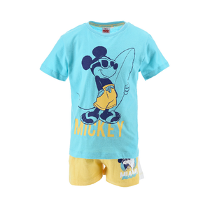 Completo Estivo Mickey Mouse DISNEY Topolino Short + T-Shirt Bambino Sun City - Ev1094celeste