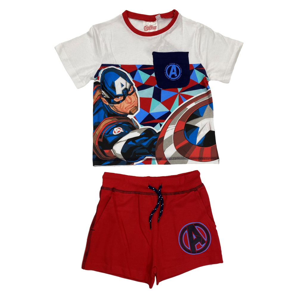Completo Estivo Avengers MARVEL Iron Man Short + T-Shirt Bambino Sun City 4/10 Anni - Ev1068rosso