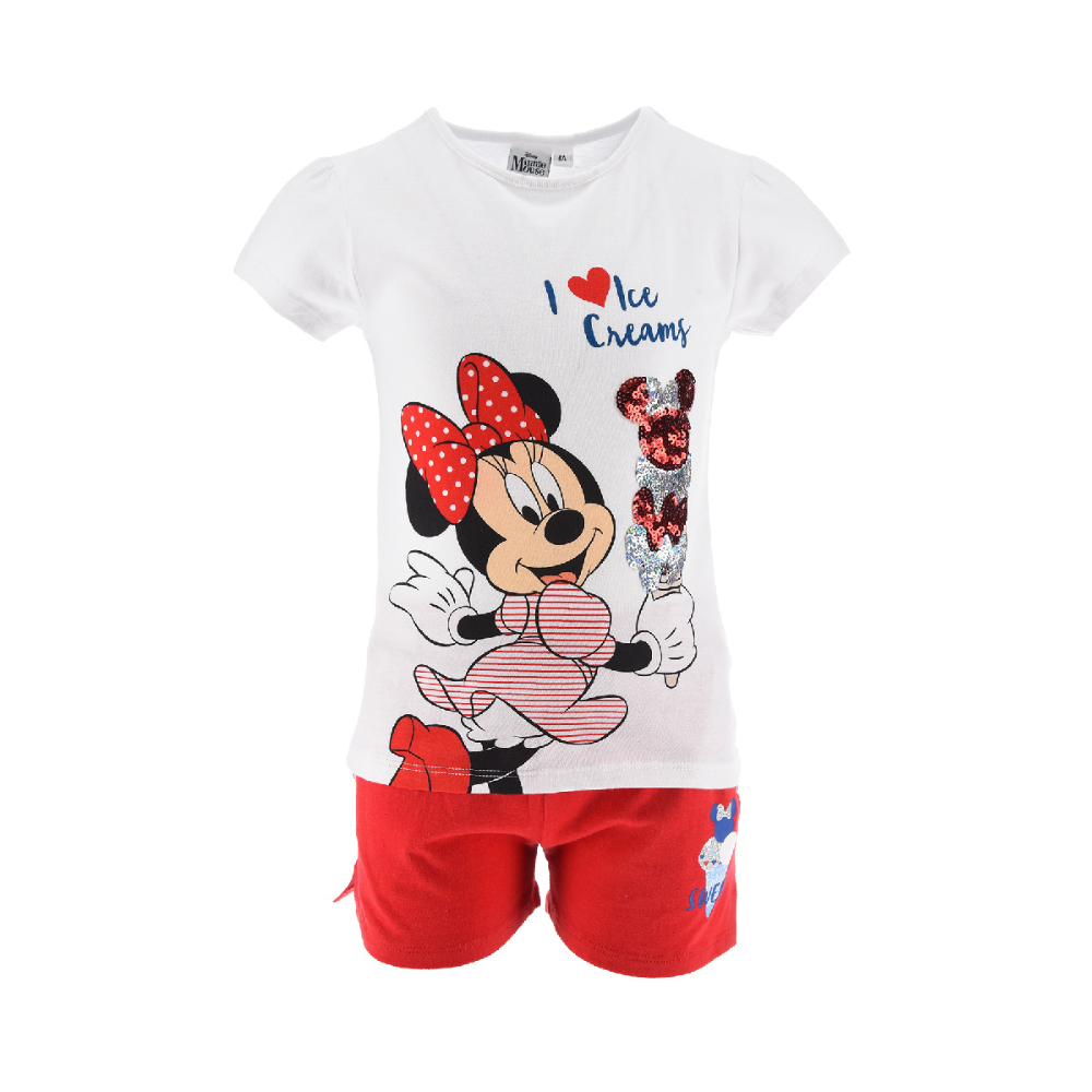 Completo Short + T-Shirt M.c. Minnie Mouse DISNEY Bambina Sun City 3/8 Anni - Ev1243rosso