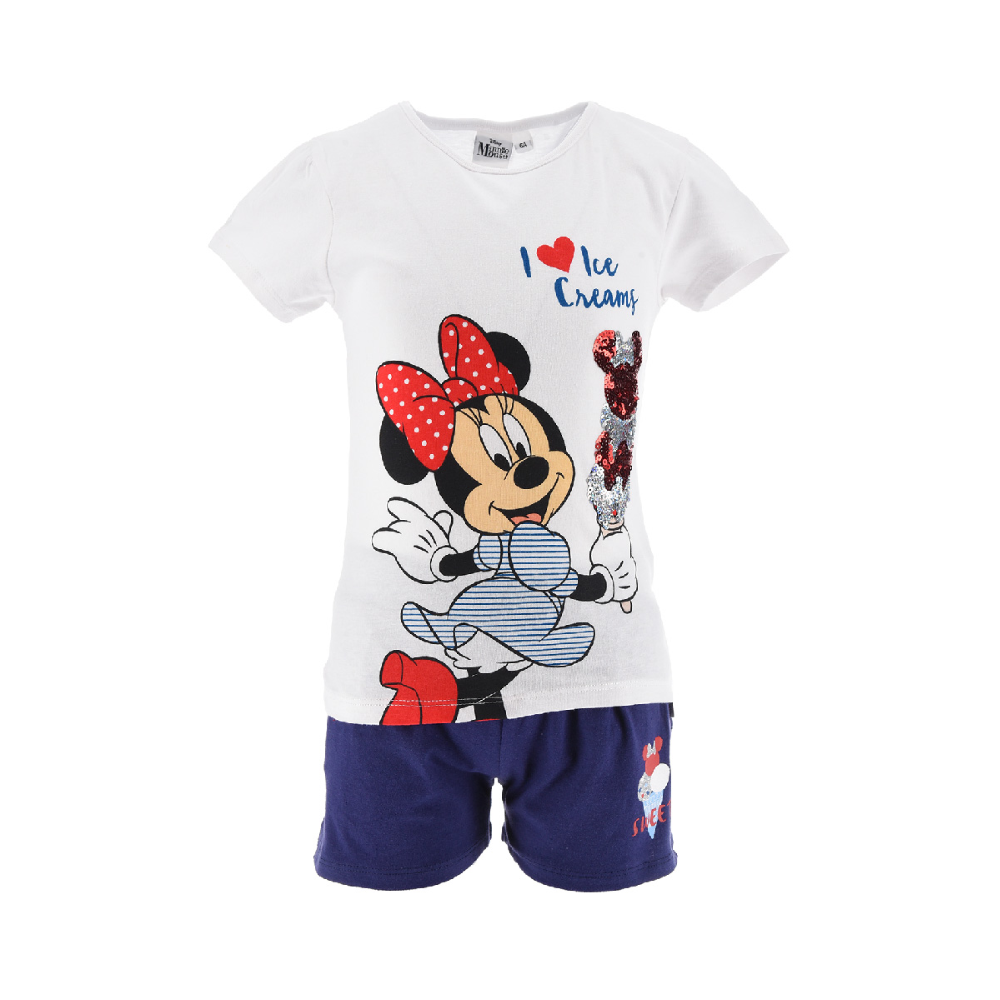 Completo Short + T-Shirt M.c. Minnie Mouse DISNEY Bambina Sun City 3/8 Anni - Ev1243blu