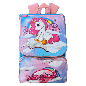 Zaino + Astuccio 3 Zip Unicorno Estensibile Scuola Elementare Colori Giotto