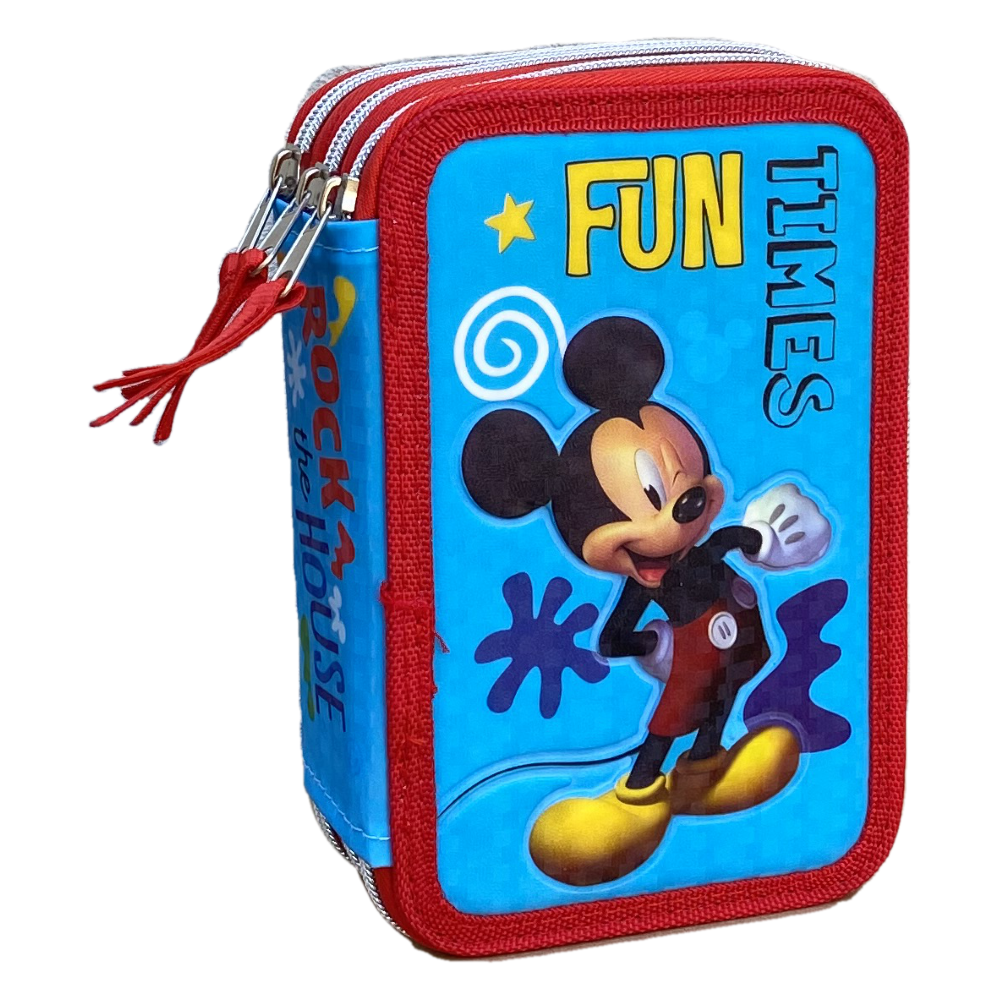 Astuccio Scuola 3d Mickey Mouse DISNEY Topolino Multiscomparto 3 Zip Portacolori Pennarelli Giotto - Mic0794