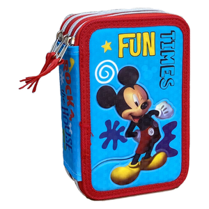 Astuccio Scuola 3d Mickey Mouse DISNEY Topolino Multiscomparto 3 Zip Portacolori Pennarelli Giotto - Mic0794