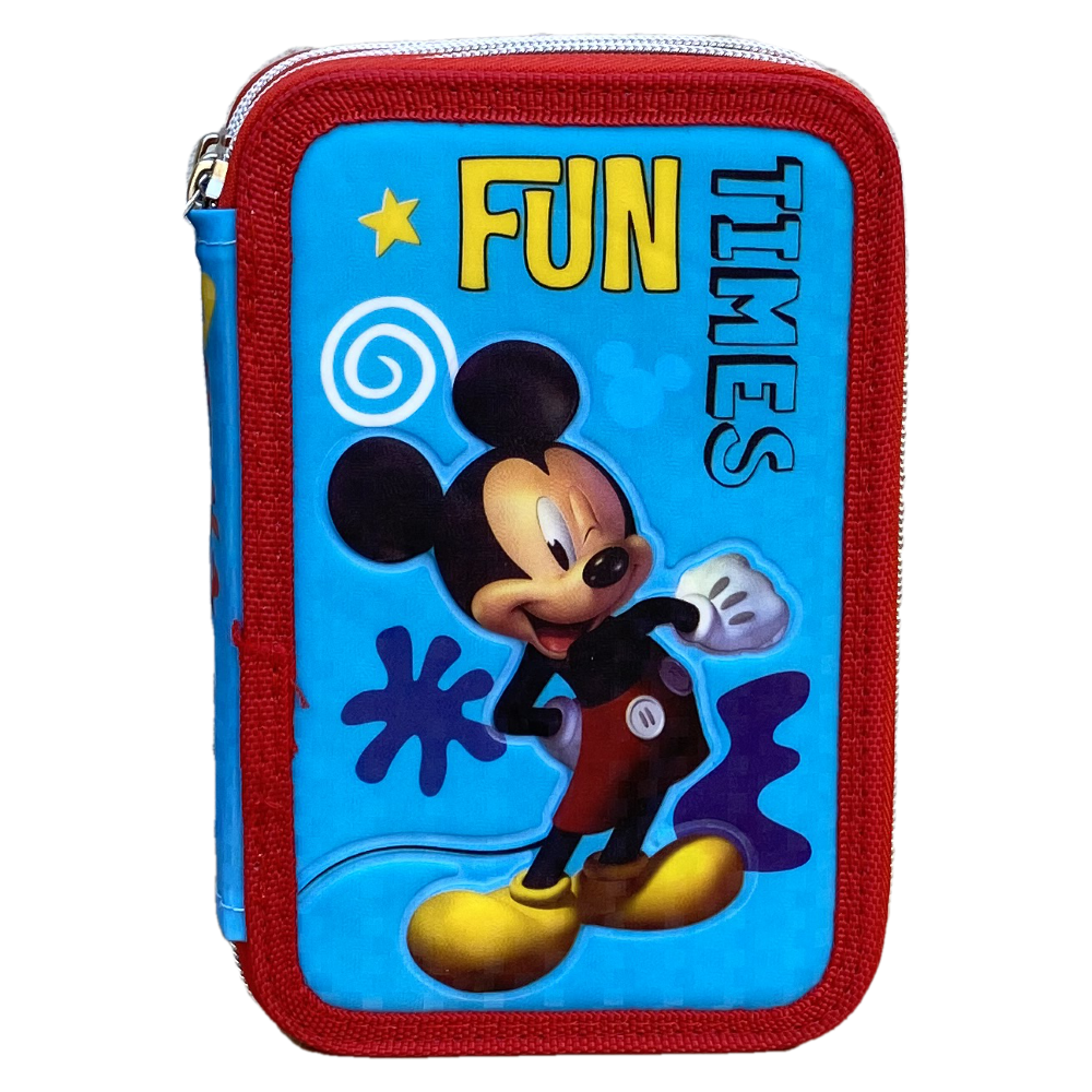 Astuccio Scuola 3d Mickey Mouse DISNEY Topolino Multiscomparto 3 Zip Portacolori Pennarelli Giotto - Mic0794