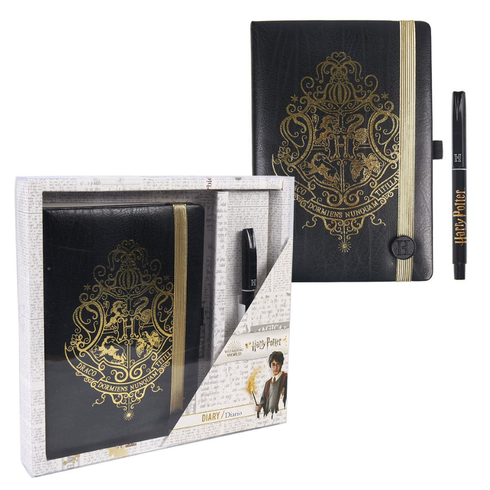 Set Block Notes + Penna Harry Potter Hogwarts Diario Appunti Confezione Regalo - 3337