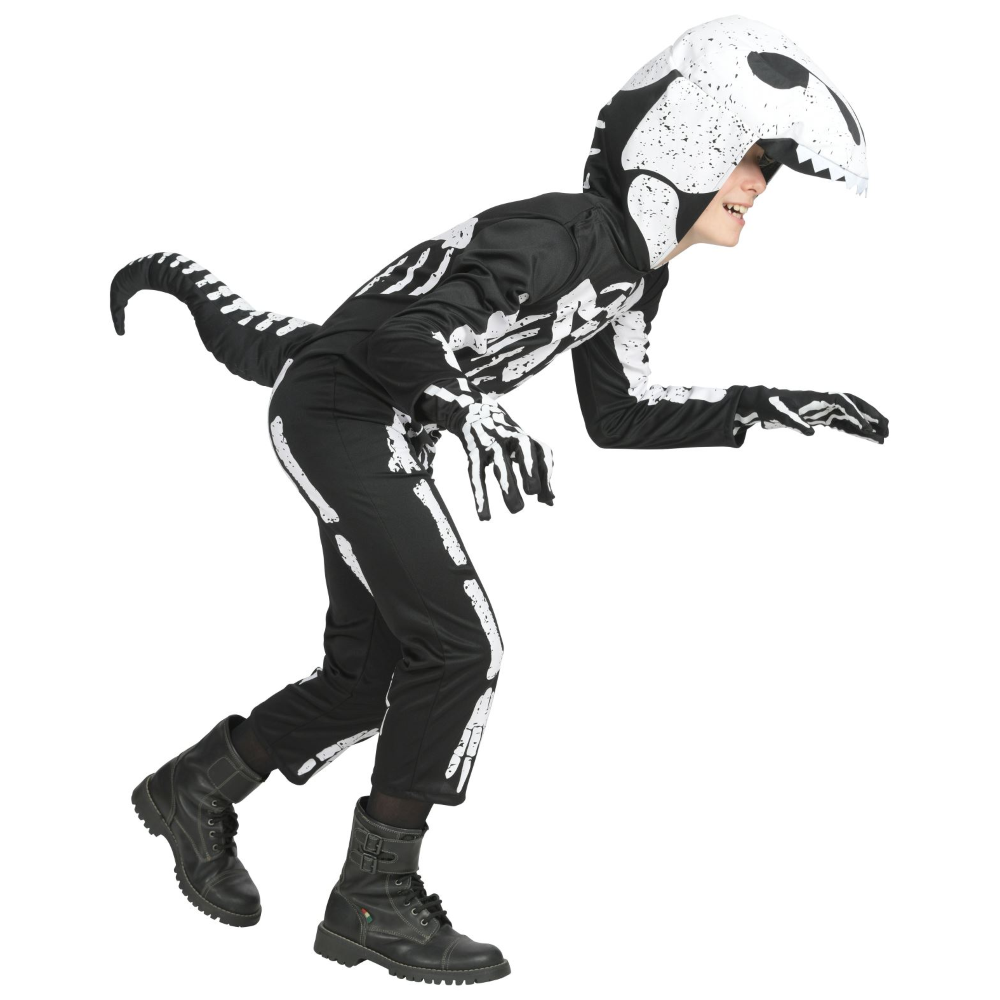 Costume Carnevale + Accessori Scheletro T-Rex Costume Guanti Travestimento Halloween Bambino 4/7 Anni - 0190+34275