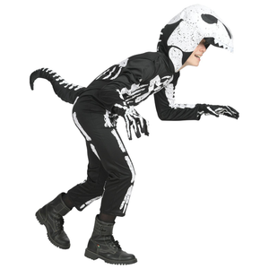 Costume Carnevale + Accessori Scheletro T-Rex Costume Guanti Travestimento Halloween Bambino 4/7 Anni - 0190+34275