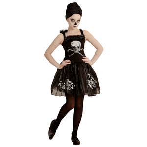 Costume Vestito Abito Travestimento Carnevale Halloween Bambina Skullerina Scheletro Ballerina - 0547