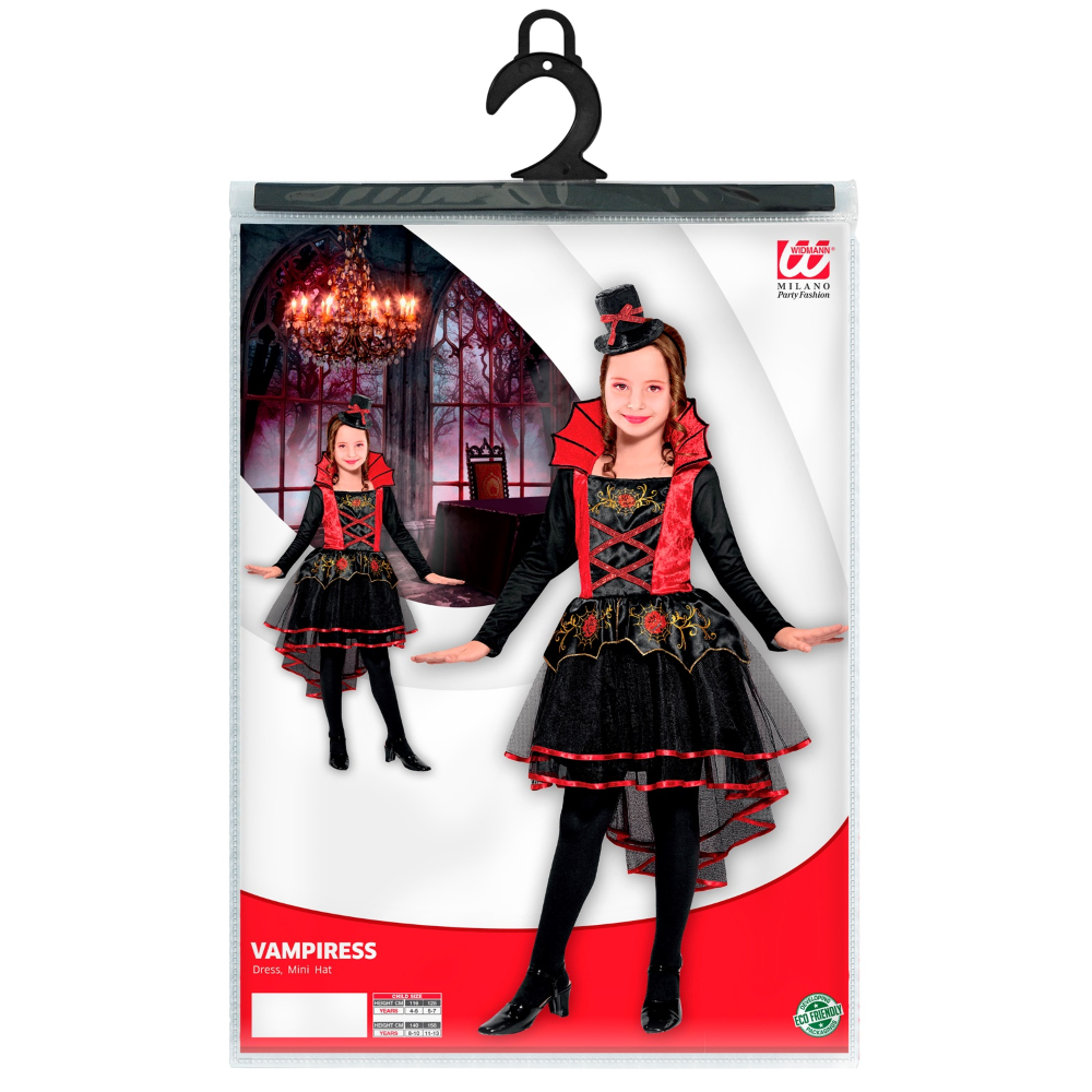 Costume Vestito Abito Travestimento Carnevale Halloween Bambina Vampiressa - 0749