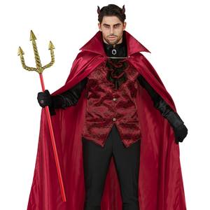 Vestito Carnevale con Accessori Diavolo Tridente Dorato Travestimento Halloween Bambino 8/10 Anni - 0249+24221