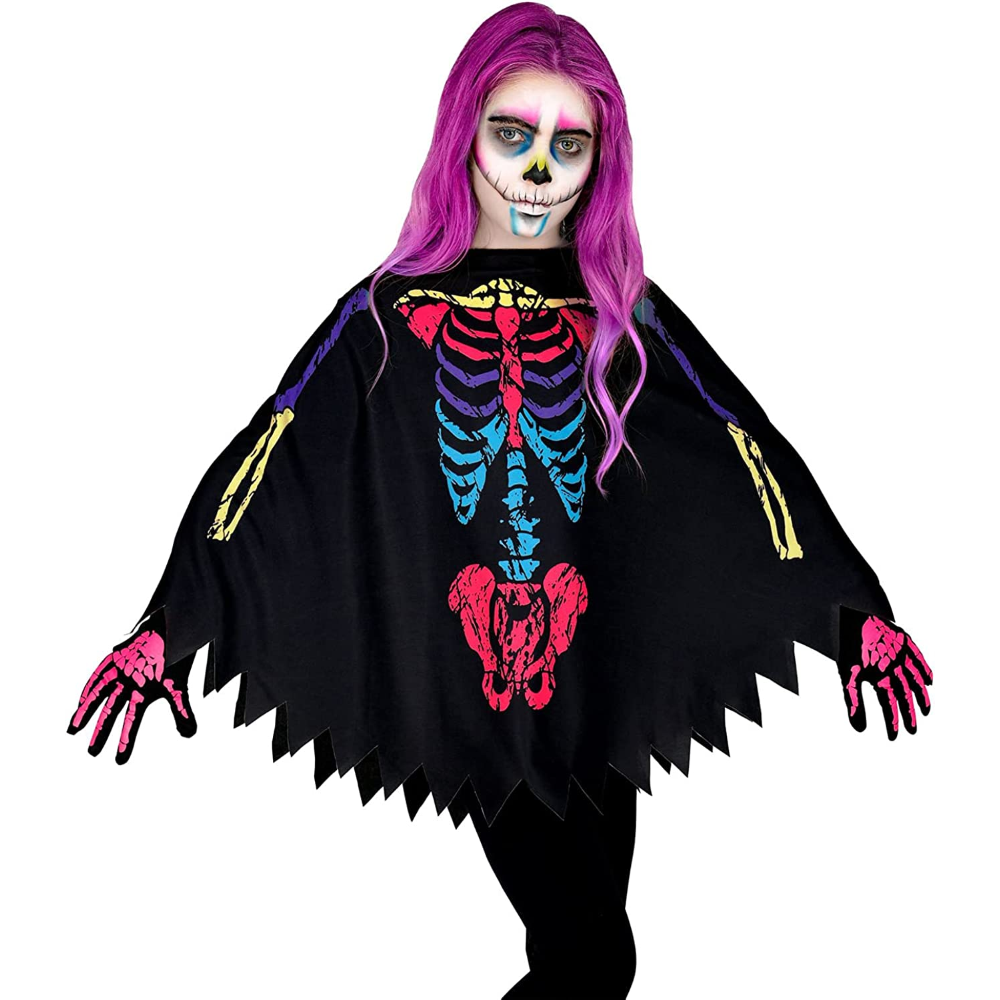 Costume Vestito Abito Travestimento Carnevale Halloween Scheletro Colorato Taglia Unica - 48144