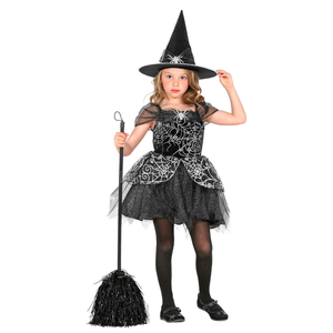 Vestito Carnevale + Accessori Witch Vestito Cappello Scopa Halloween Bambina 8/10 Anni - 9734+03231