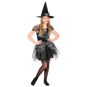 Vestito Carnevale + Accessori Witch Vestito Cappello Scopa Halloween Bambina 2/3 Anni - 9734+03231