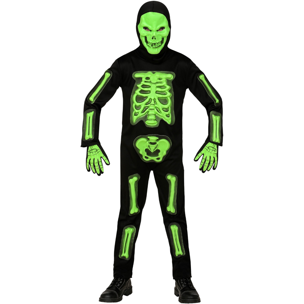 Costume Vestito Abito Travestimento Carnevale Halloween Scheletro 3d Bambino - 9821