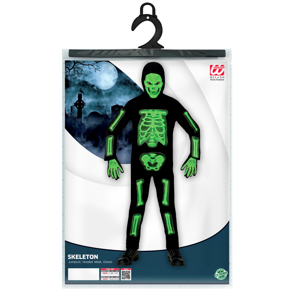 Costume Vestito Abito Travestimento Carnevale Halloween Scheletro 3d Bambino - 9821