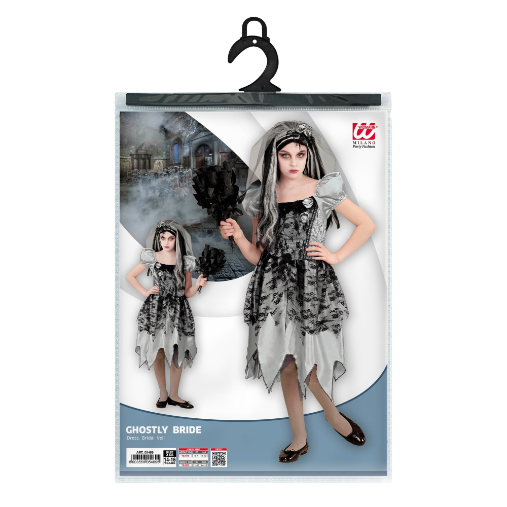 Costume Vestito Abito Travestimento Carnevale Halloween Bambina Sposa Spettrale - 0546