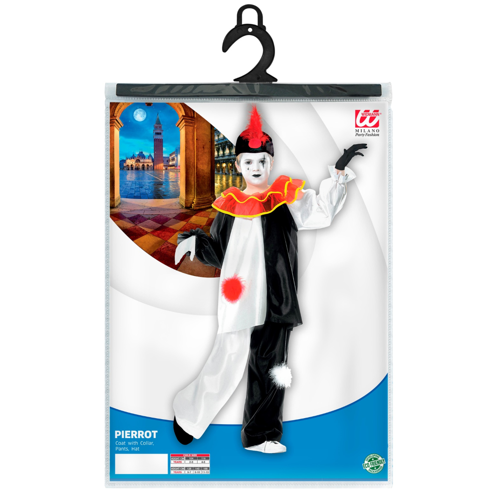 Costume Carnevale Pierrot Bambino Abito Travestimento - 3859