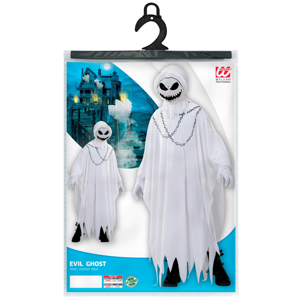 Costume Vestito Abito Travestimento Carnevale Halloween Fantasma Maligno Bambino - 7462